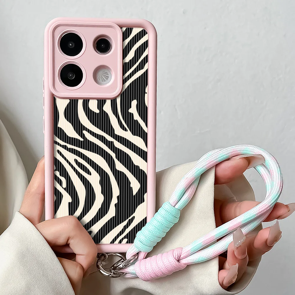 Zebra Stripes Phone Case with Wrist Chain and Lanyard Strap