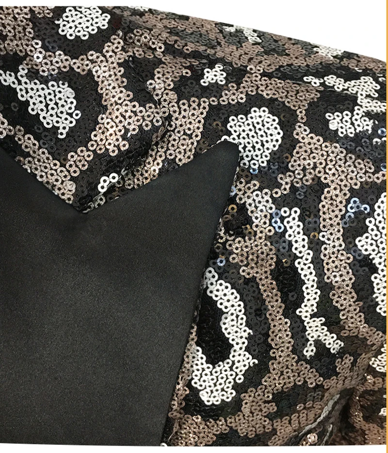 Sexy Leopard Sequins Suit Jackets Men 2023 Brand Peak Collar One Button Suit Blazers Mens Stage Prom Wedding Party Costume Homme 4