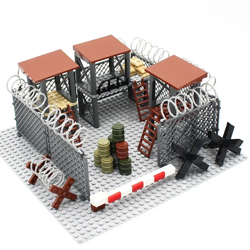 Ww2 Army Military Sentry Tower Combat Center Autodifesa Arma Building Blocks Accessori Pack Battlefield Bunkers Scene