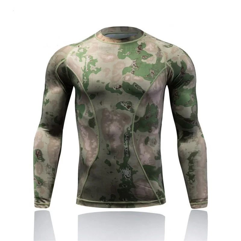 Quick Dry Compression Tactical Combat Shirt Camo Men Long Sleeve Outdoor Sport Hiking Hunting Base Layer T Shirts