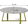 Coffee Table White Faux Marble Coffee Table for Living Room,Oval Center Table Modern Tea Table for Small Space,Wooden Living 2