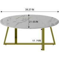Coffee Table White Faux Marble Coffee Table for Living Room,Oval Center Table Modern Tea Table for Small Space,Wooden Living 2
