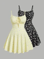 New fashion floral elegant sleeveless thin strap camisole dress