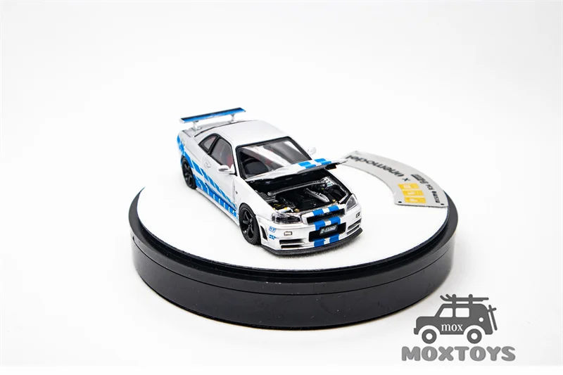 PGM x One model 1:64 GTR R34 Z-TUNE Silver Blue Limited999