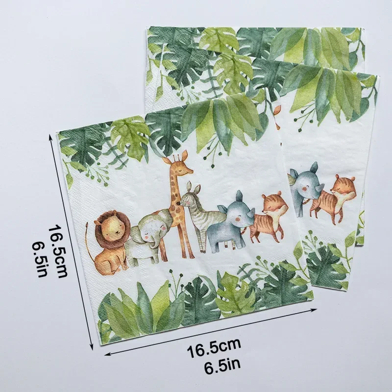 20pcs/Pac 33cm 2-Ply Animal Print Napkin Facial Tissue Handkerchief Paper Birthday Party Paper Towel Restaurant Decoration