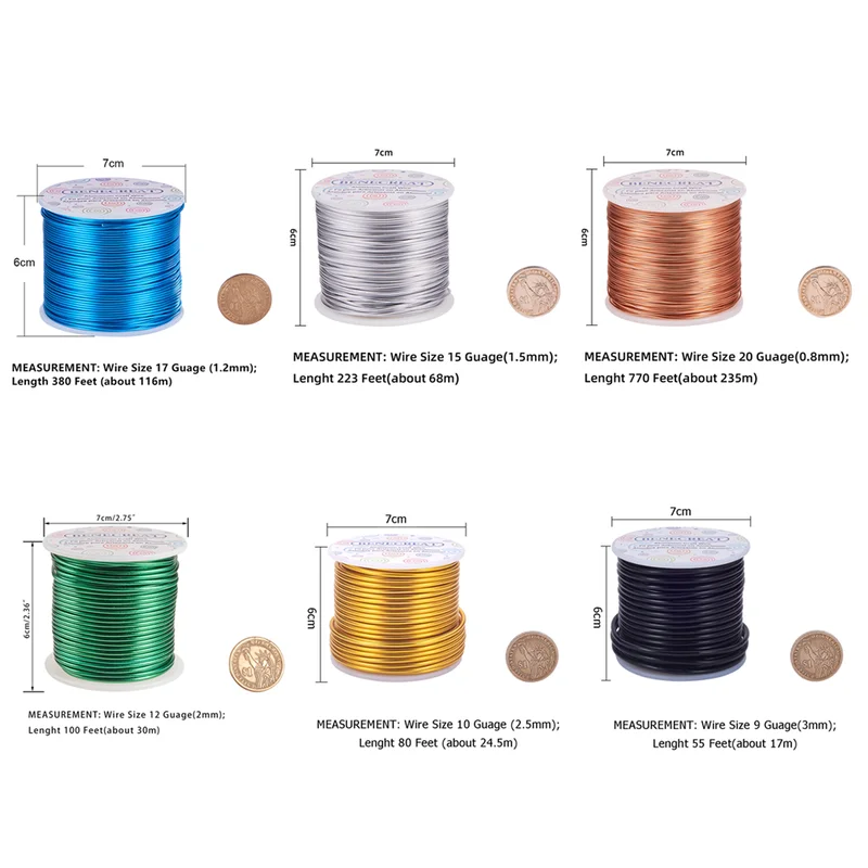 12 Rolls Assorted Colors Aluminium Craft Wire for DIY Craft, 1 mm in  Diameter 5 Meters Long