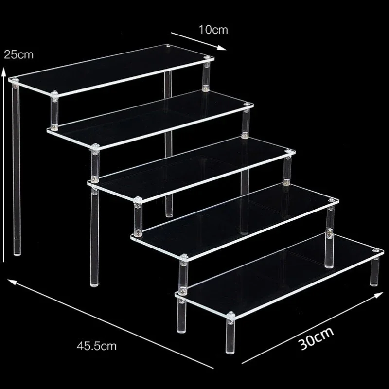 Sleek Black Acrylic Multi-Tier Display Stand for Collectibles and Décor
