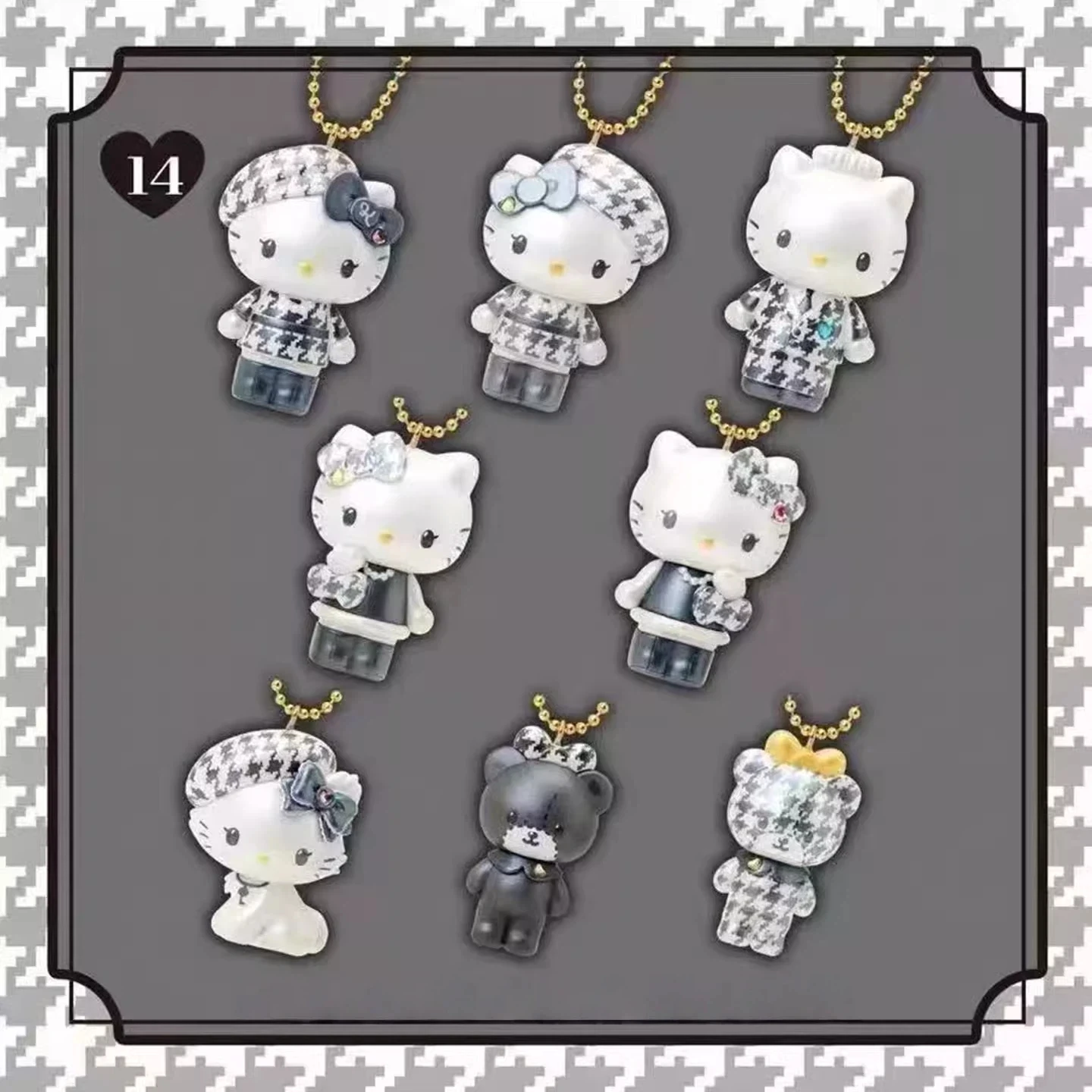 Neu auf Lager: Niedliche Kt Katze Jubiläums-Limited-Edition Schwarz-Weiß Karierte Serie Blindbox-Spielzeuge, Figuren und Schlüsselanhänger ﻿ – Detail 3