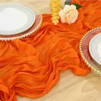 1PCS Orange Cheese Table Runner Gauze Translucent Table Runner Boho Table Decorations For Wedding Decora Holiday Party Décor 1