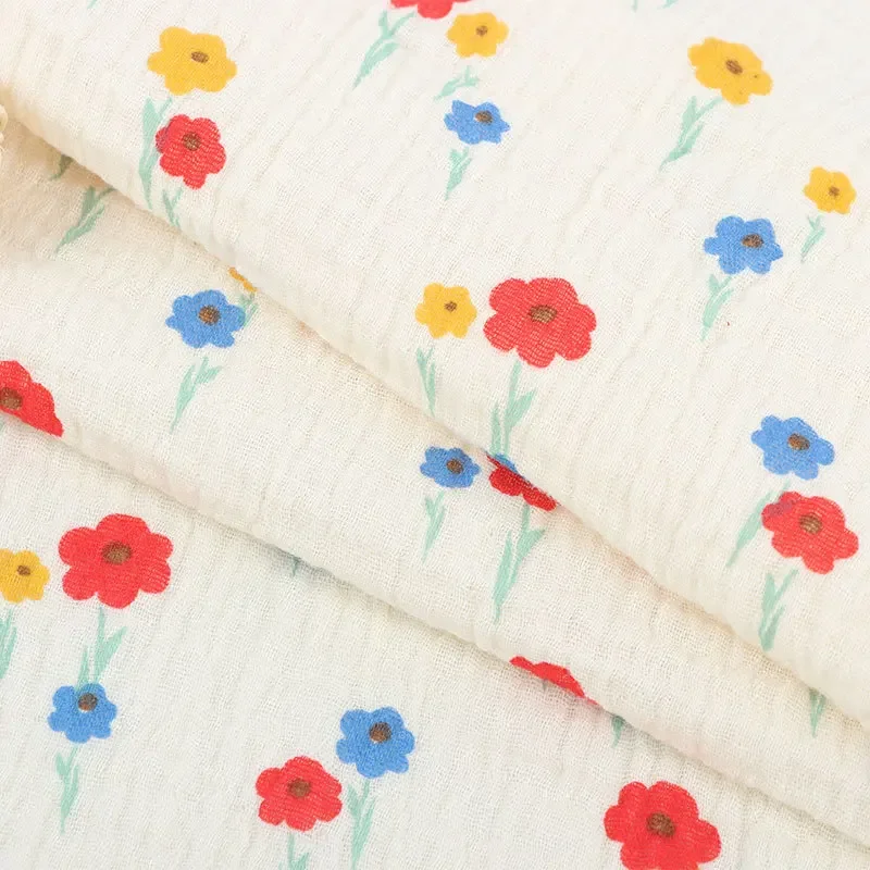 Stock Crepe Printing Fabric Blue Lotus Flower Baby Cap Scarf Romper Material Wax Printed Clothing Fabric From China Mainland