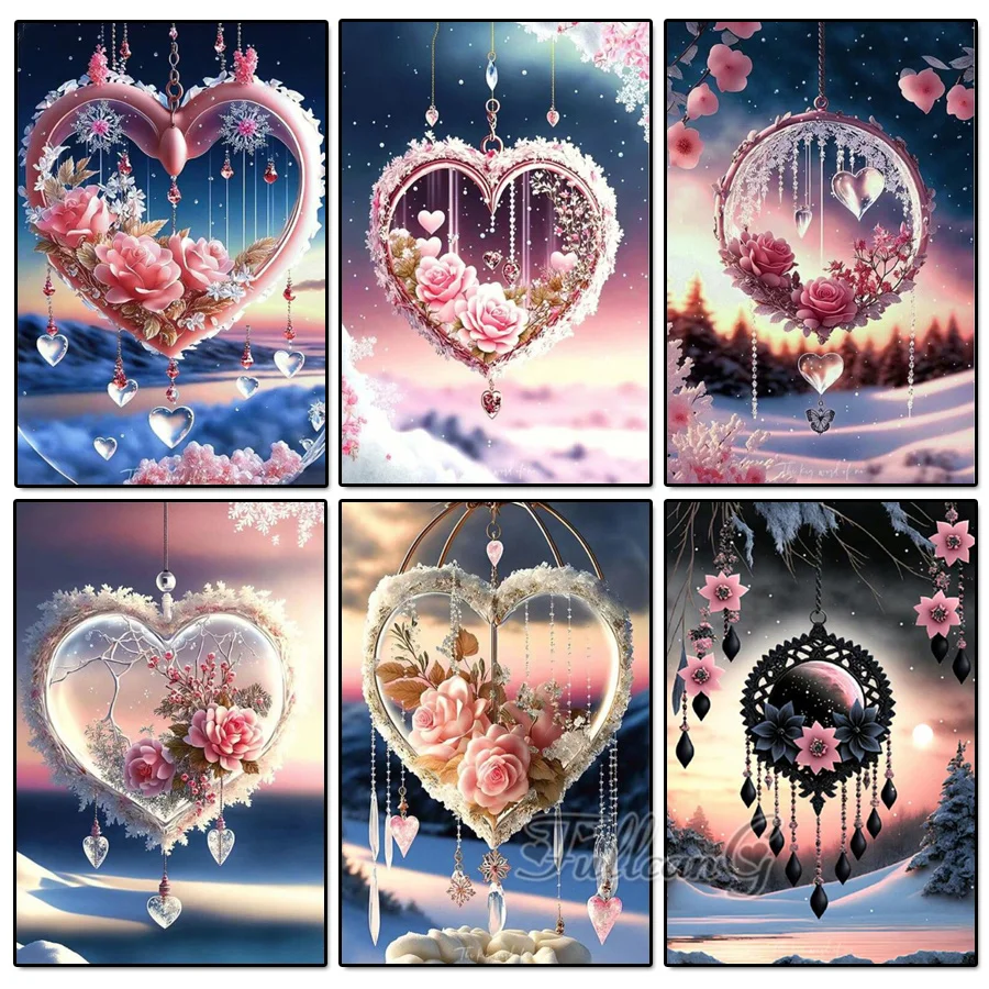 

Алмазная мозаика «сделай сам», картина с изображением китайских колокольчиков, цветов, зима, любовь, роза, наборы для вышивки крестиком, картина для домашнего декора