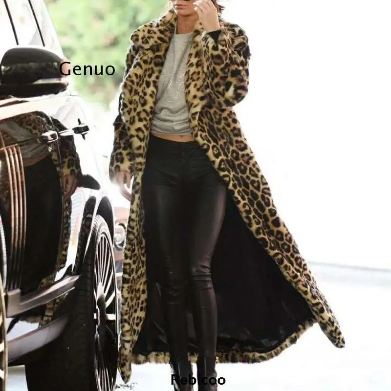 

Женская элегантная меховая хлопковая парка, женское осенне-зимнее теплое леопардовое длинное пальто, меховое плюшевое пальто, Повседневная облегающая куртка, пальто