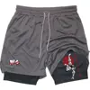 Men's Performance Shorts Anime Baki 2 in 1 Gym Shorts Compression Stretchy Sports Shorts Quick Dry Fitness Workout Summer 2