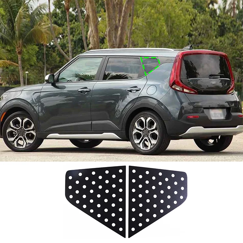 

For 2019-2022 Kia Soul black aluminum alloy car styling rear triangle window honeycomb panel sticker car protection accessories