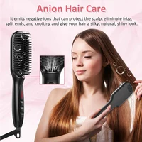 Hair Straightener Brush Comb Electric Hair Brushes Hot Comb Straightener For Hair Anti-scalding Ceramic Beard Straightener Brush 2