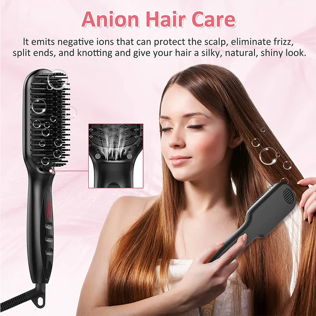 Hair Straightener Brush Comb Electric Hair Brushes Hot Comb Straightener For Hair Anti-scalding Ceramic Beard Straightener Brush 2