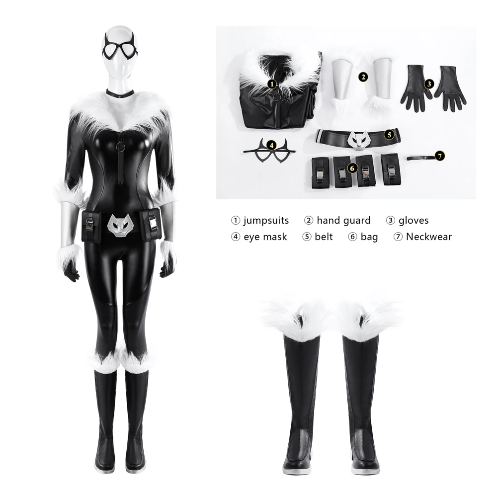 Sexy Zentai Black Cat Felicia Hardy Cosplay Fortnit e Costume