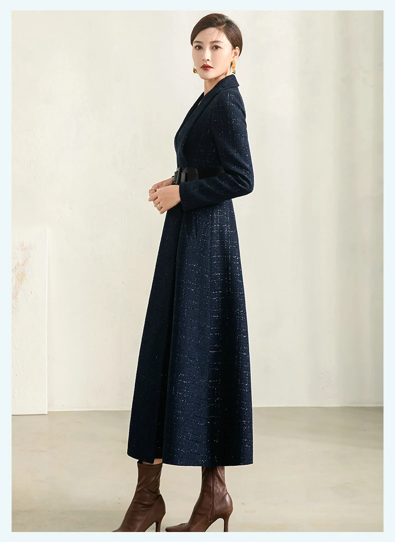 Blue Plaid Wool Coat Image 13