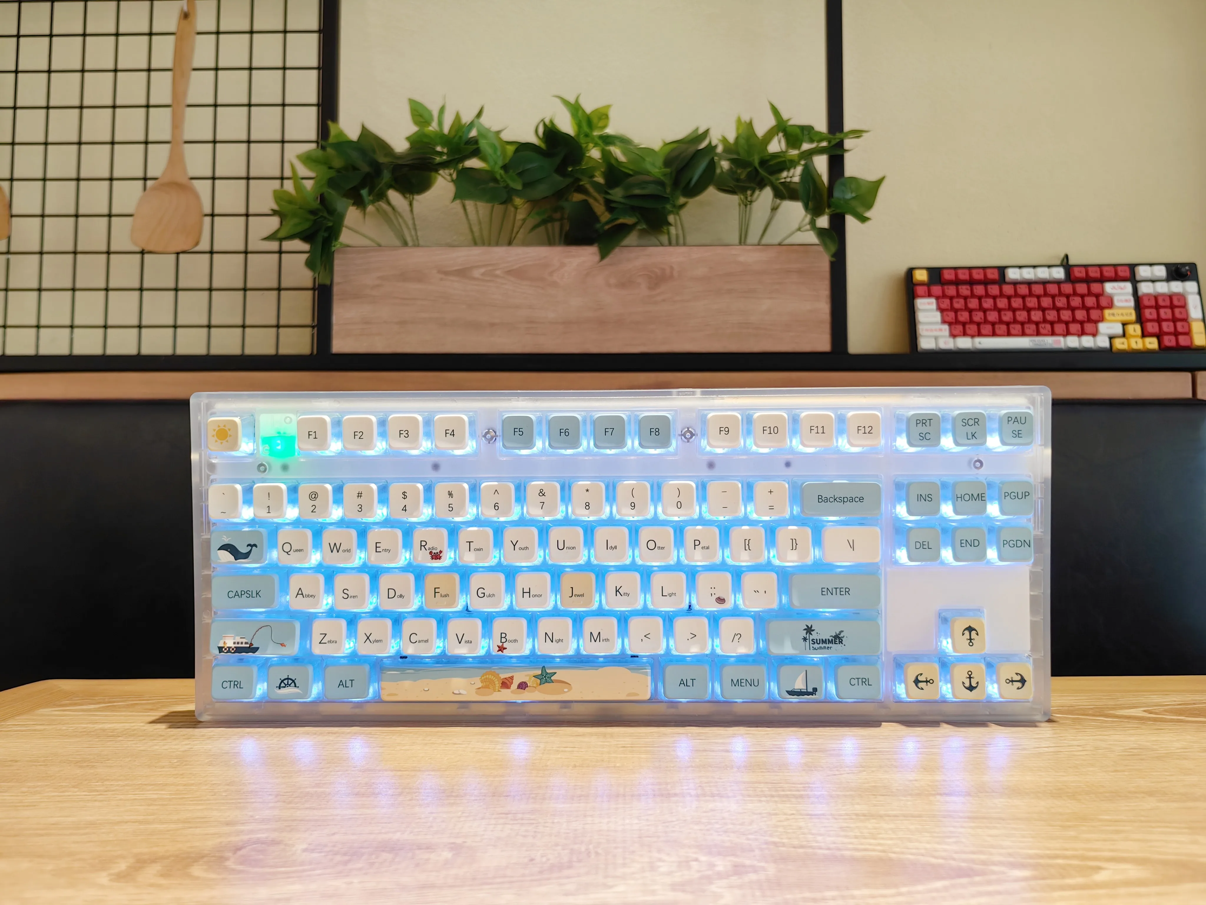 azuis brancos da baleia, Sublimação dupla PBT, 118 Keycaps ASA chave
