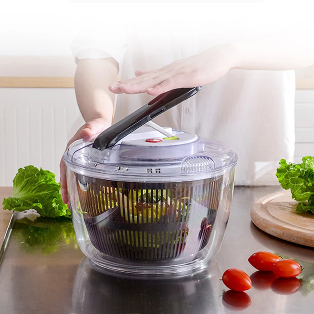 Rechargeable Electric Vegetable Dryer: 800-1200mAh PP Plastic Salad Spinner  Dehydrator for Fruits & Veggies!