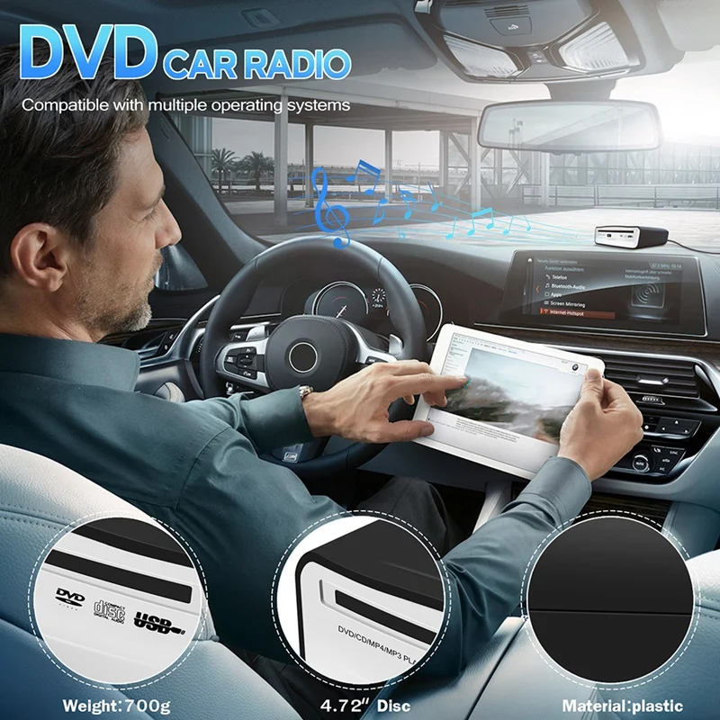 Car Radio Car Radio CD/DVD Dish Box Player USB 2.0 Interface External Stereo for Android Player