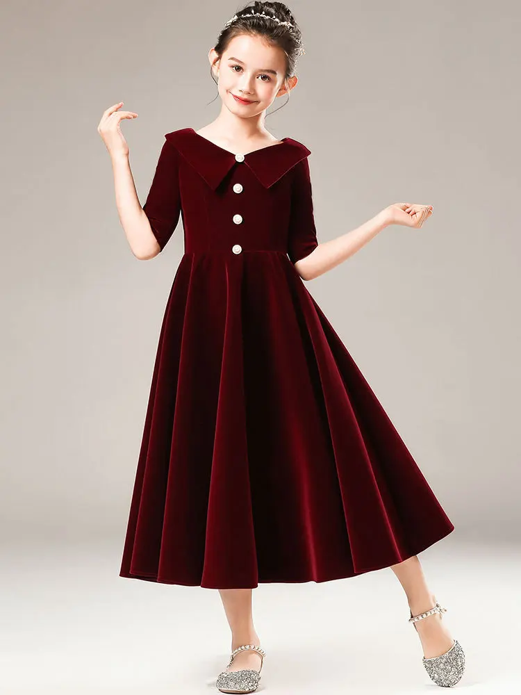 

Элегантное Длинное бархатное платье для девочек-подростков, свадебные женские вечерние платья для детей, платья на Рождество, пасху, праздники, детская одежда на день рождения