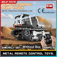 2.4G DIY Stainless Steel RC Dump Truck 10 Channels Assembled Remote Control Tracked Dump Truck Model Crawler Tipper Car Kids Toy 1