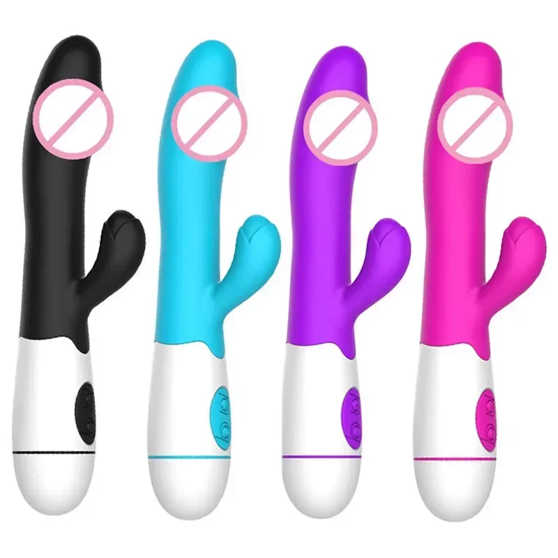 30 Speed Rechargeable Handheld Silicone Adult Clit Clitoral Clitoris Sex Toy G Spot Dual Motor Rabbit Vibrator Women Female