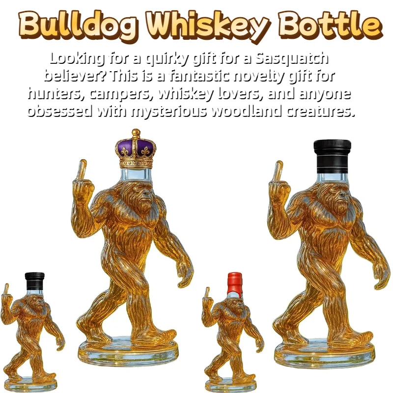 Funny Whiskey Bottle British Bulldog Whiskey Decanter Liquor Bottle with Base & Stopper Unique Bar Gift for Men