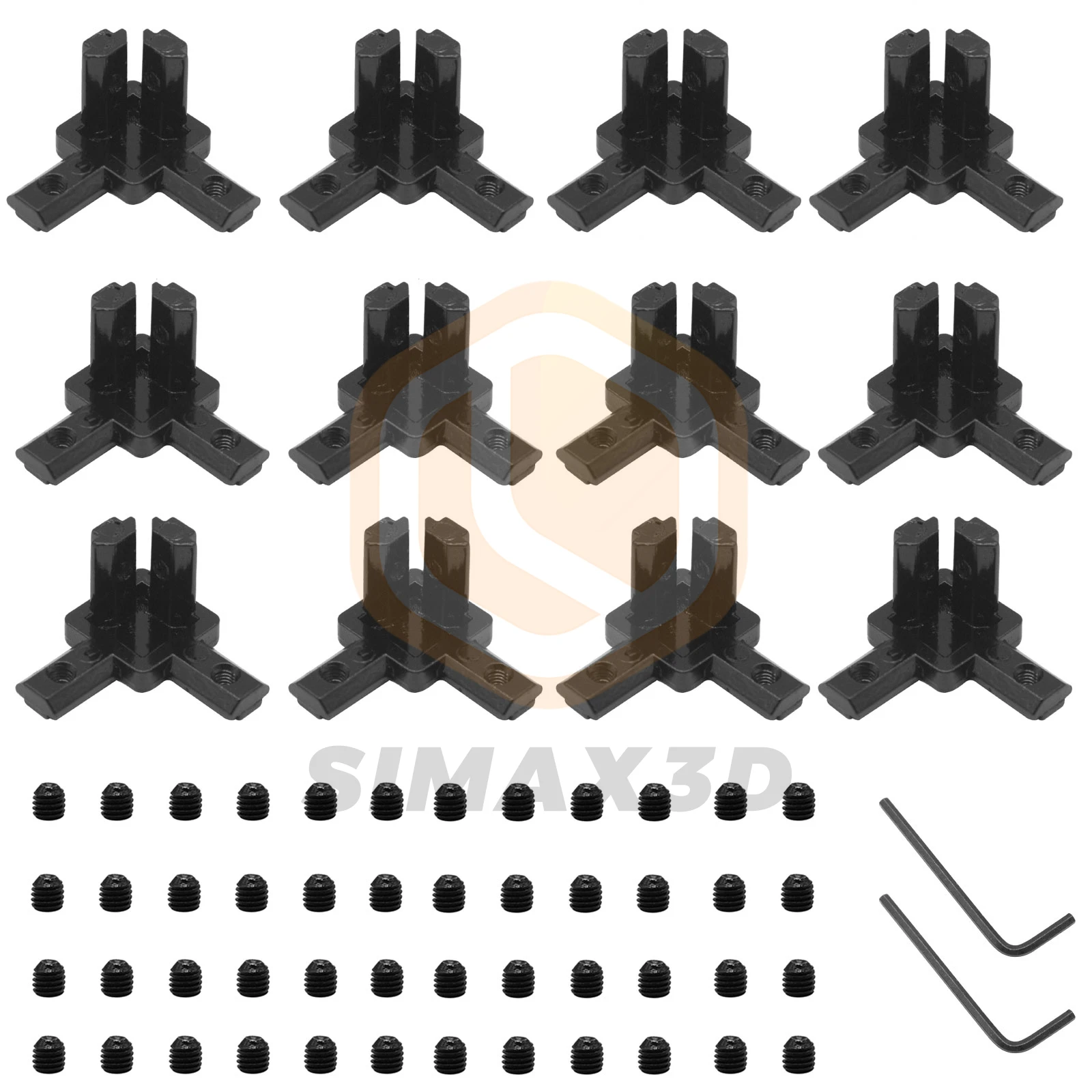 

SIMAX3D 12PCS Black 3-Way End Corner Bracket Connector with Wrench for 2020 Series European Standard Aluminum Extrusion Profile