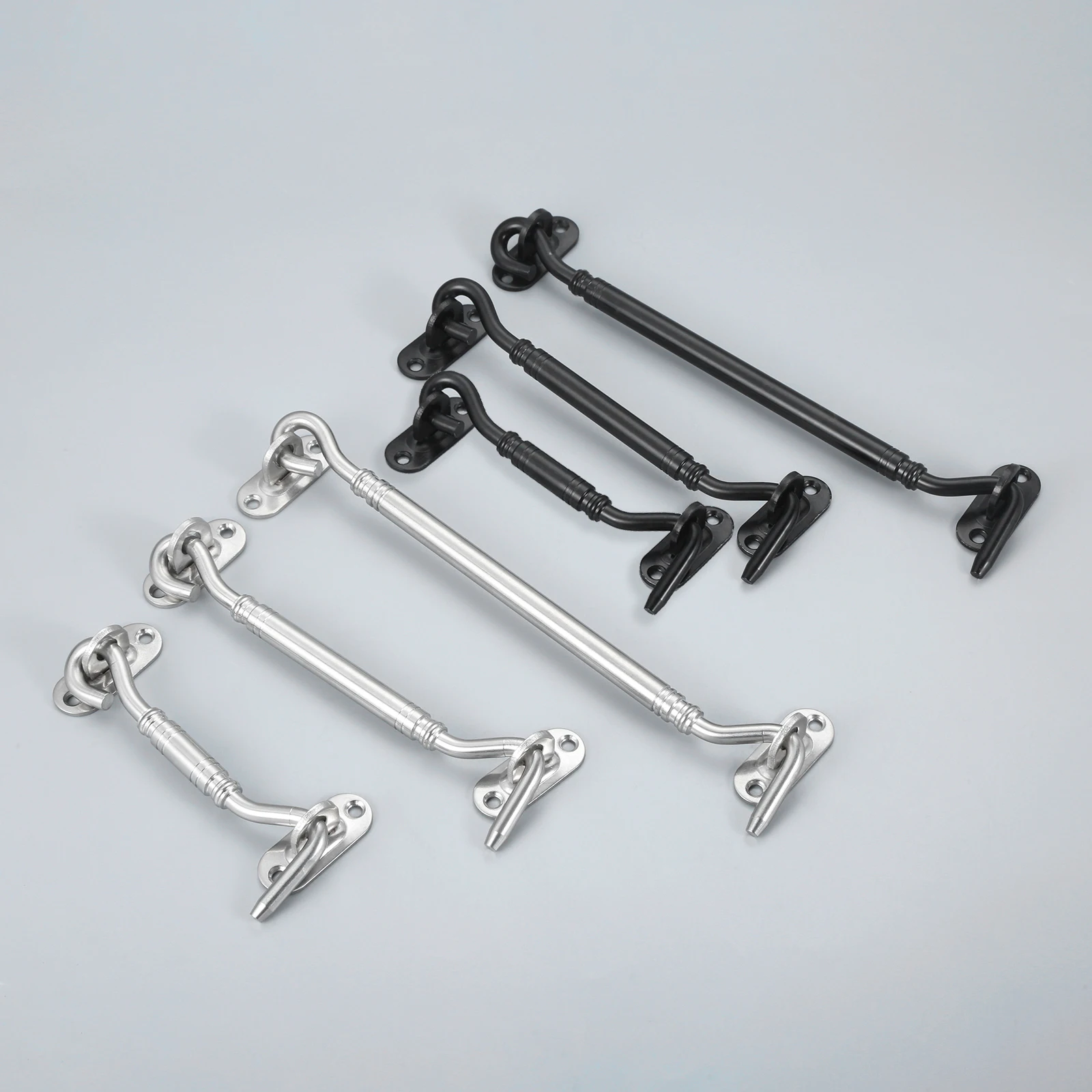 1pc Window Catch Hook w/screw Stainless Steel 4/6/8 Inch Cabin Door Lock Sliding Buckle Black/Silver 110-205mm Jewelry Box Latch