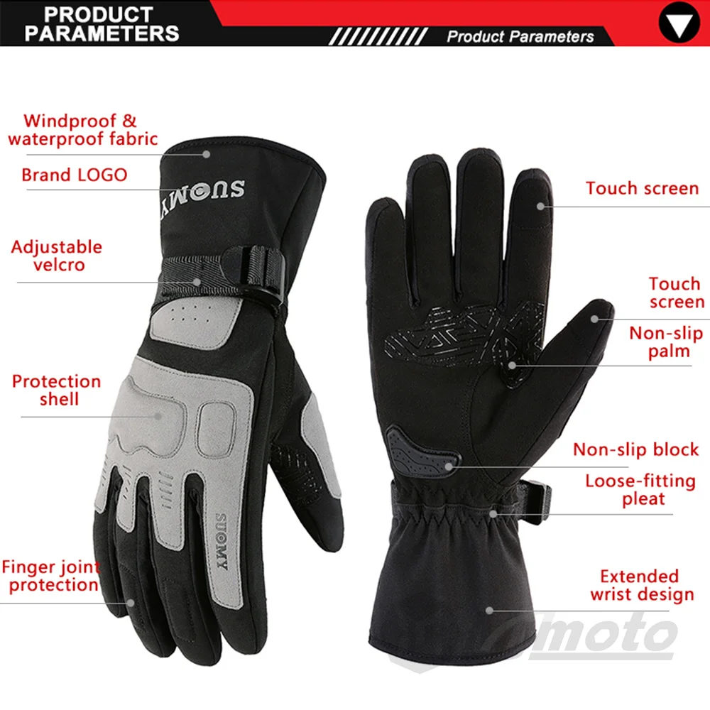 SUOMY Winter Motorcycle Gloves Waterproof Moto Motocross Gloves Windproof Warm Glove Touch Screen Motorbike Riding Guante Summer