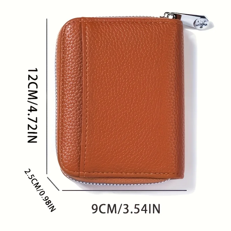 Genuine Leather Women's Mini Wallet Compact Short Coin Purse with Lychee Grain Multipurpose Small Wallet for Daily Use Travel