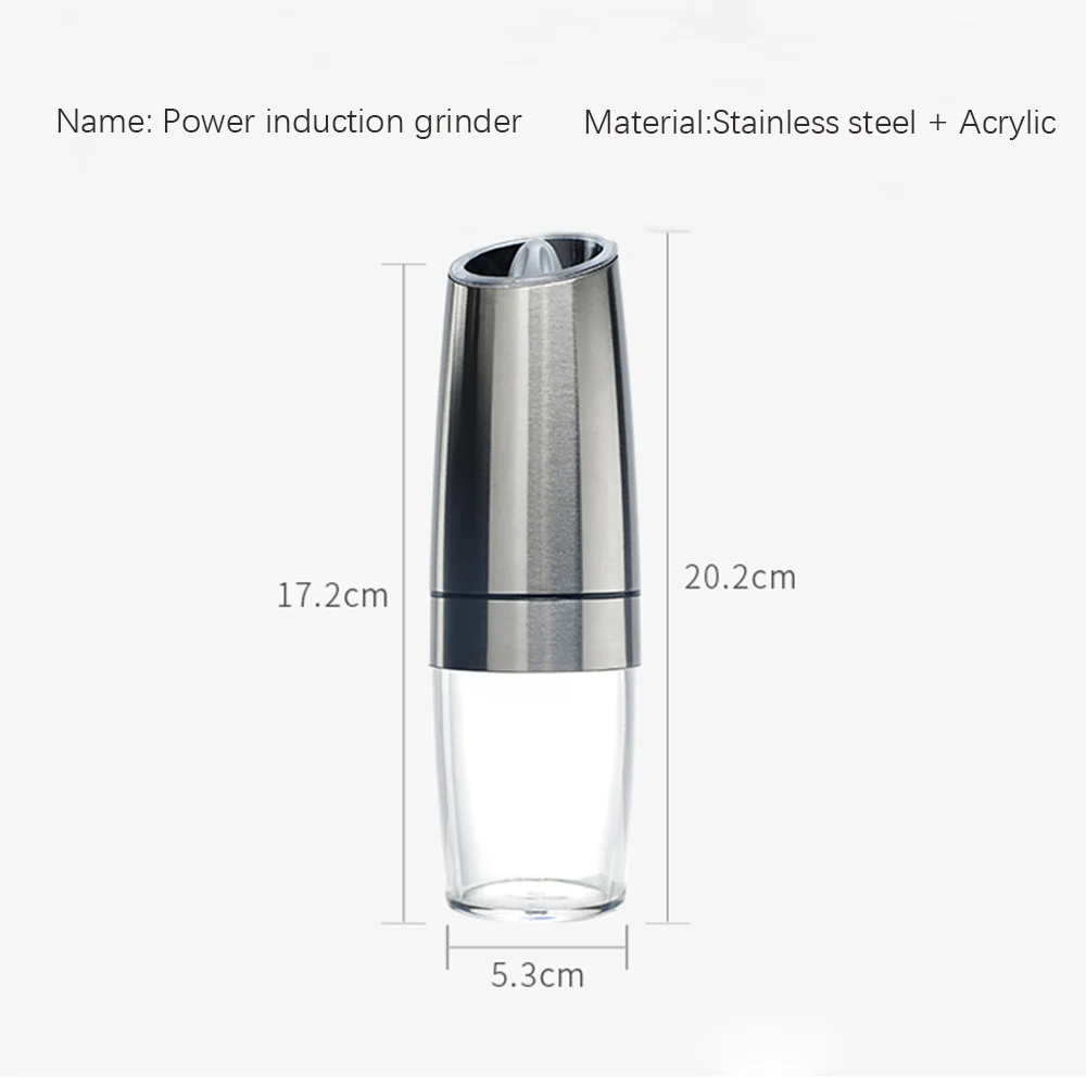 HIKUUI GRAVITY Induction Pepper Grinder Salt Mill With LED Light Kitchen Seasoning Grinding Tool Automatic Mills