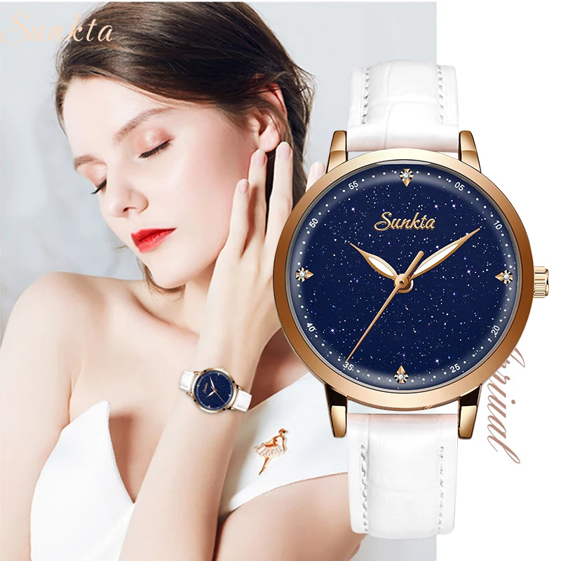 LIGE Brand Sunkta Fashion Watch Women Quartz Waterproof Lady Watches Brand Luxury Leather Wristwatch Wife Gift Relogio Feminino