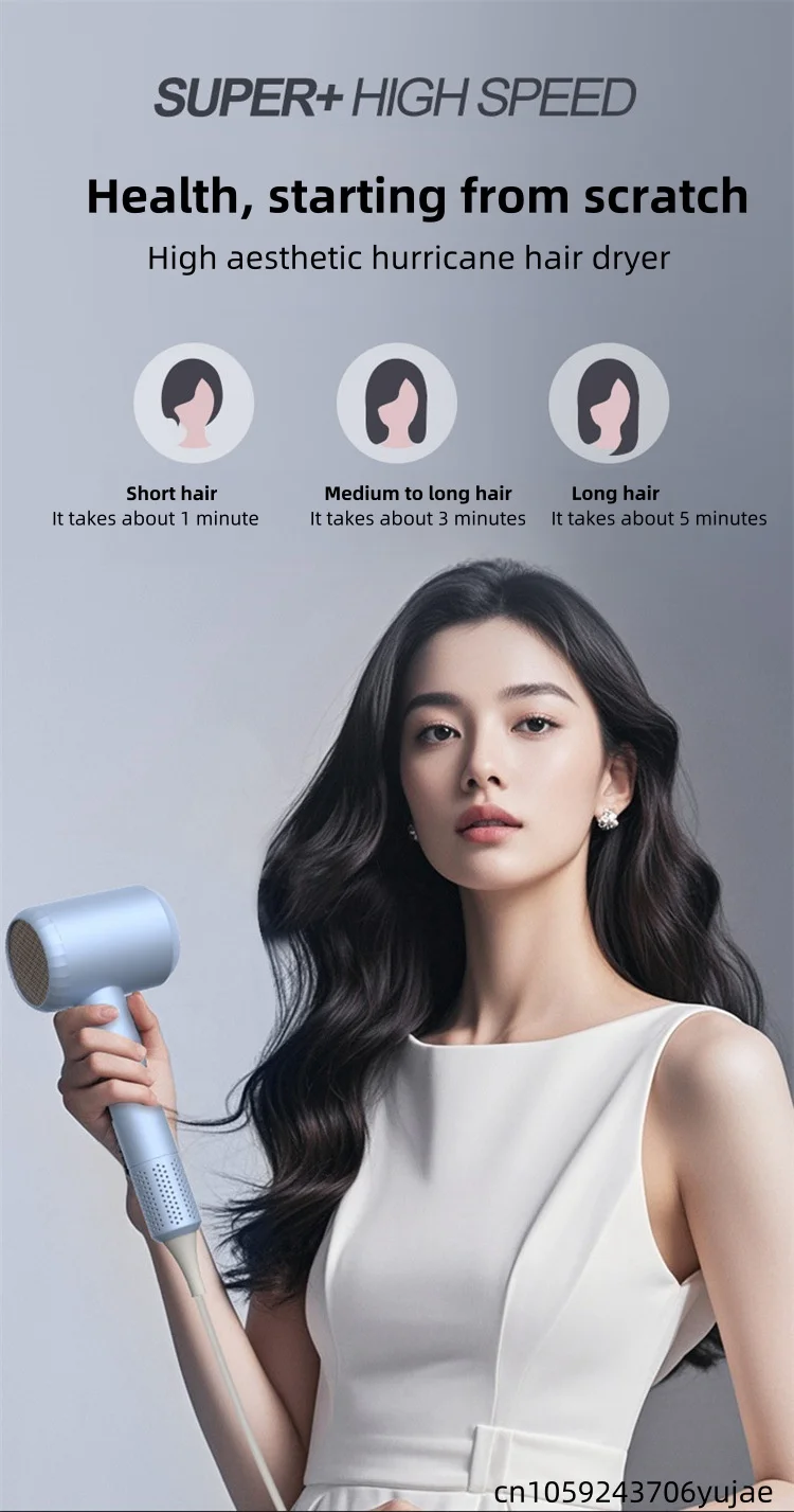 New Hammer Hair Dryer with High Airflow of 59 Seconds, Blue Light Ion Thermostat