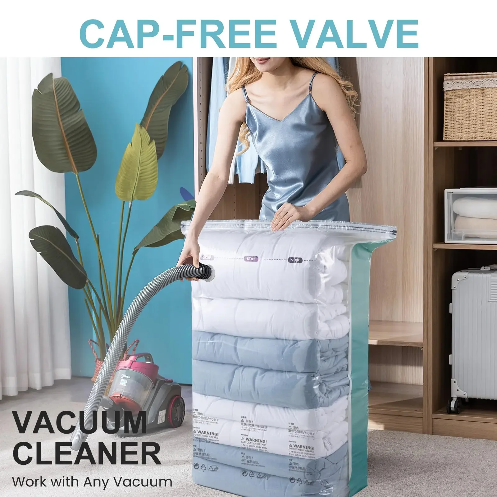 1pc No Need Pump Vacuum Bags Large Plastic Storage Bags for Storing Clothes Blankets Compression Empty Bag Travel Accessories 6