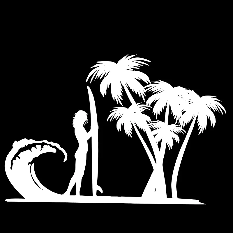 Surf Girl Ocean Waves Die Cut decalcomania in vinile accessori per auto casco moto Car Styling 18*12.2cm - immagine 2