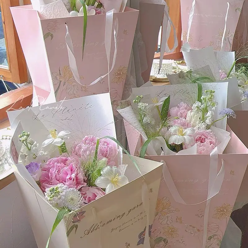New Fre Handmade Floral Arrangement Gift Box T-ape Handbag Flouquet Paaging Material for Qui Flower very