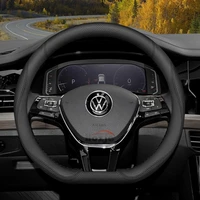 Leather Car Steering Wheel Cover for Volkswagen Tiguan T-cross Teramont Polo Jetta Caddy T-roc Tayron Crafter 2025 Accessories 5