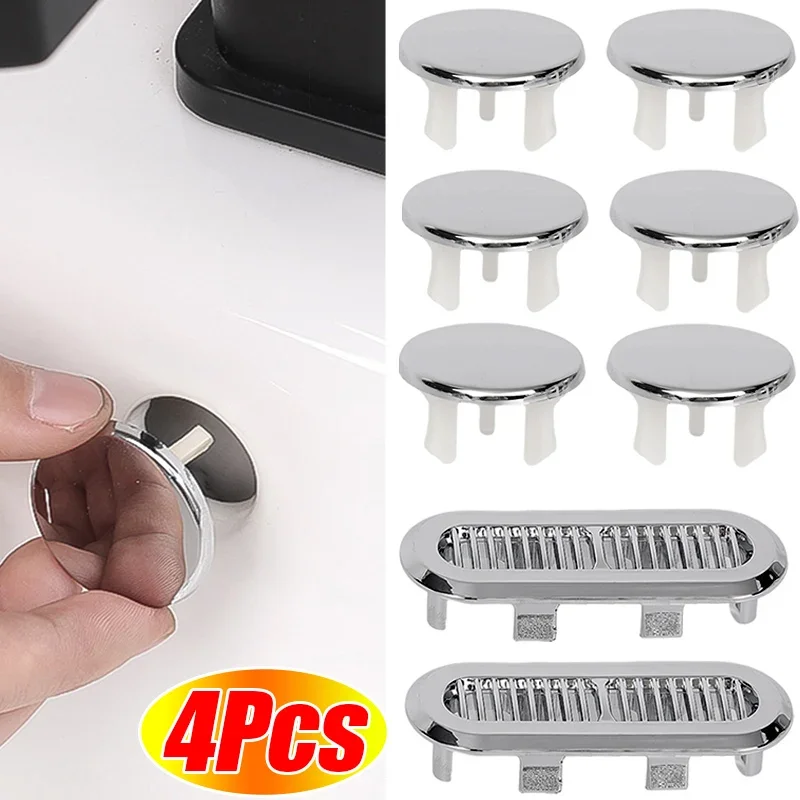 Tapon Rebosadero Lavabo 4 X Uds. Anillo De Desbordamiento Para Lavabo De Baño, Cubierta De Orificio Cromado, Inserciones Redondas Compra Barata En Tapa Rebosadero Lavabo