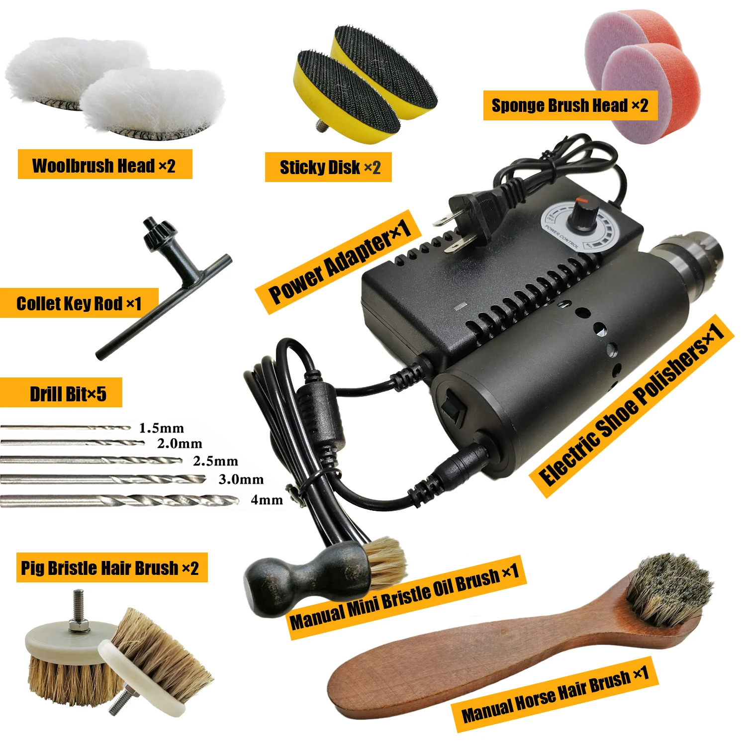 Professional Adjustable Speed Electric Shoe Polisher Kit, Cleaning Leather Care Brush Set ,Dust Polishing Boot Shoe Shine