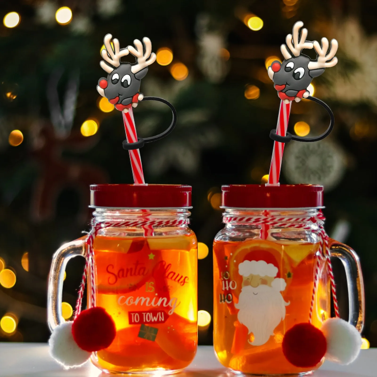 Straw Toppers Charms Decoration Silicone Straw Caps Drinking Charms For Straws Party Decoration