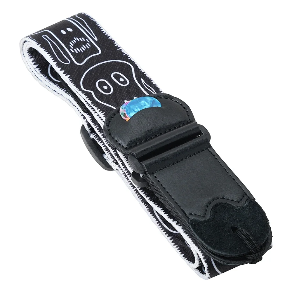 Embroidered Electric Guitar Strap with Plectrum Holder - String Instrument Accessory