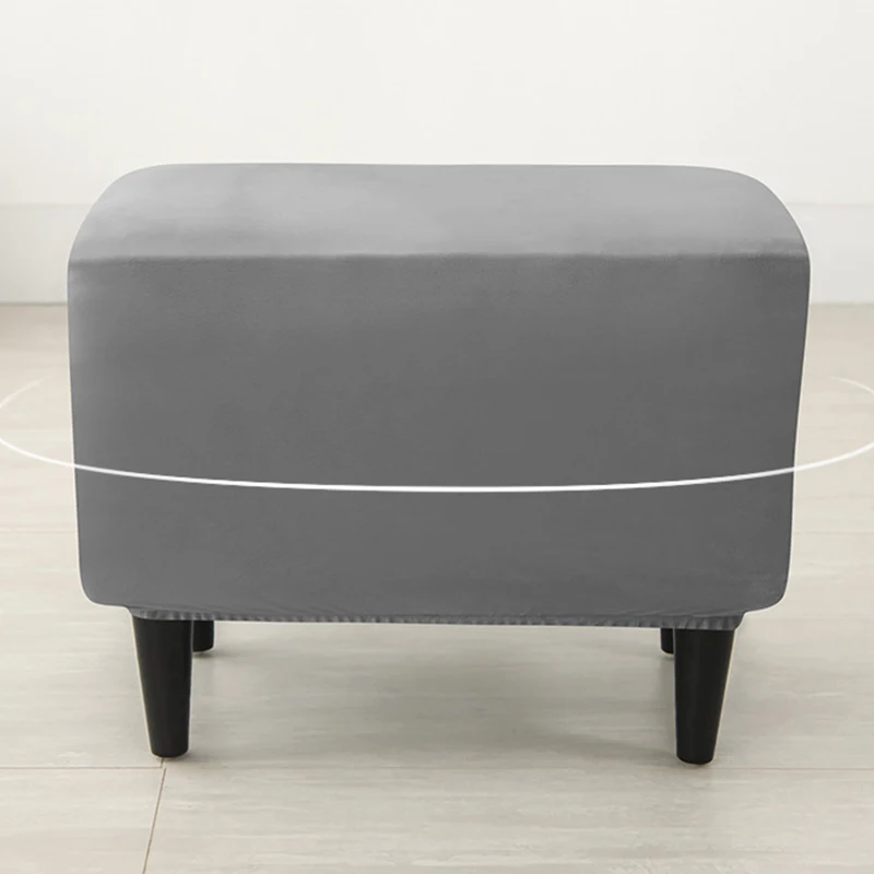 Footstool Cover Soft Velvet Ottoman Stool Cover  Elastic Cover Sofa Slipcover Furniture Protection Pedal Cover 3
