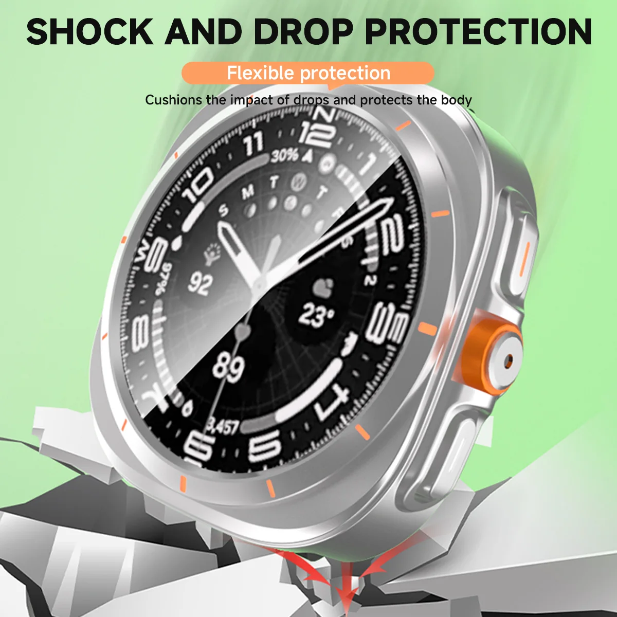 Ultra Case with Tempered Glass Screen Protector for Galaxy Watch Ultra 47mm