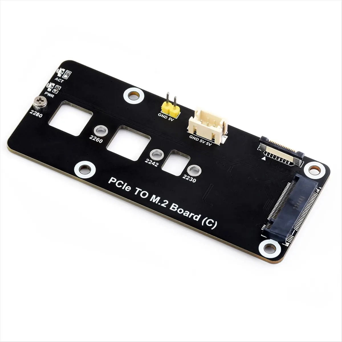 Giftnew For RPi 5 PCIE-M.2 어댑터 보드, 라즈베리 파이 5 PCIE-M.2 NVMe 2230/2242/2260/2280 SSD 확장 보드