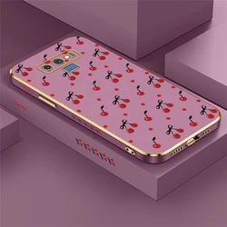 Chic Cherry Pattern Luxury Soft Silicone Plating Back Cover - Note 20 Ultra (Purple - 686)