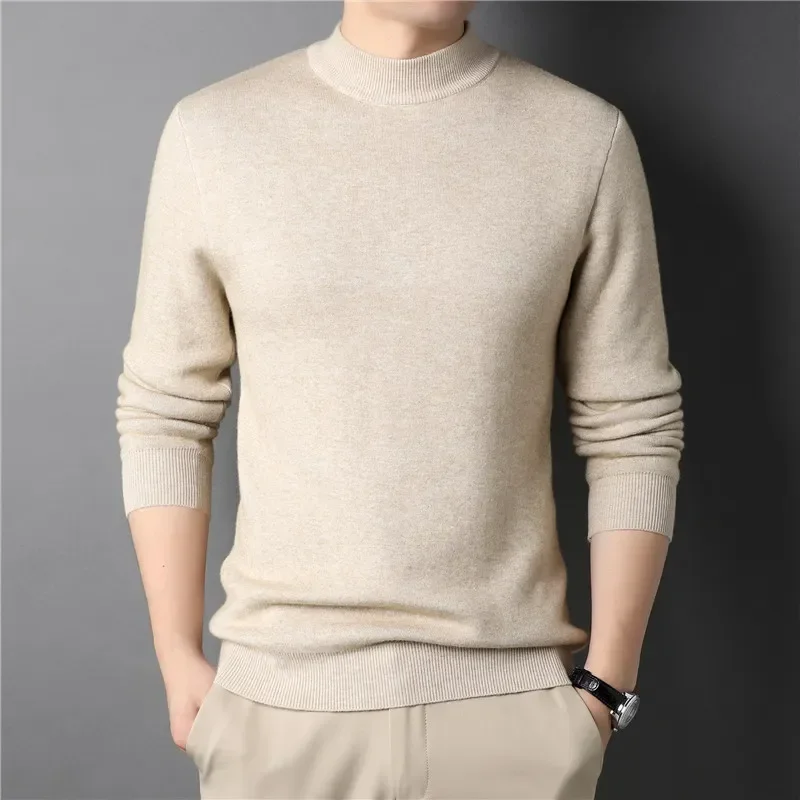 

2023 Men's and Women's Same Wool Autumn/Winter New Korean Edition Sweater Solid Thick Underlay Youth Warm Pullover Knit