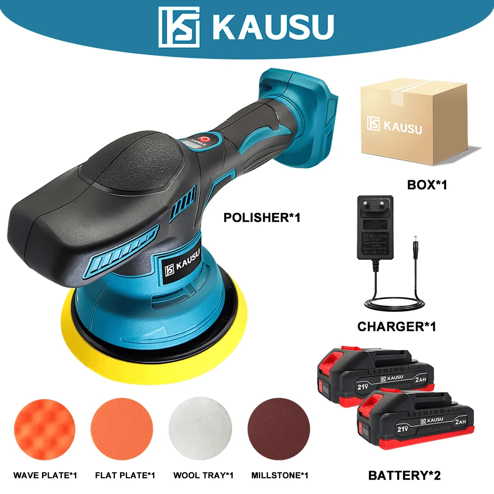 KAUSU Electric Polisher 4500r min 150mm Cordless Digital Display Rechargeable Car Waxing Polishing Machine Makita 18V Battery